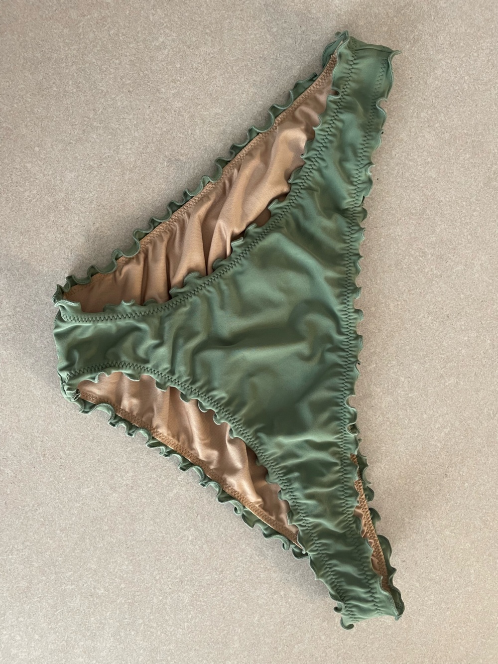 Shade & Shore Olive Green Ruffle Bikini Bottom